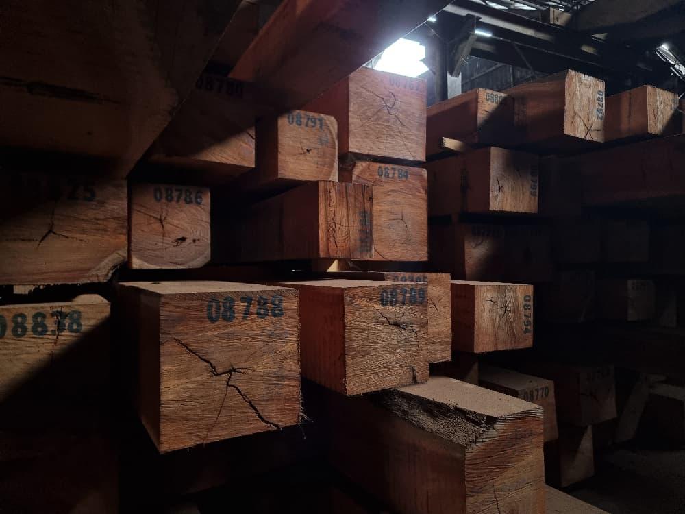 Tali squared timber prepared for export