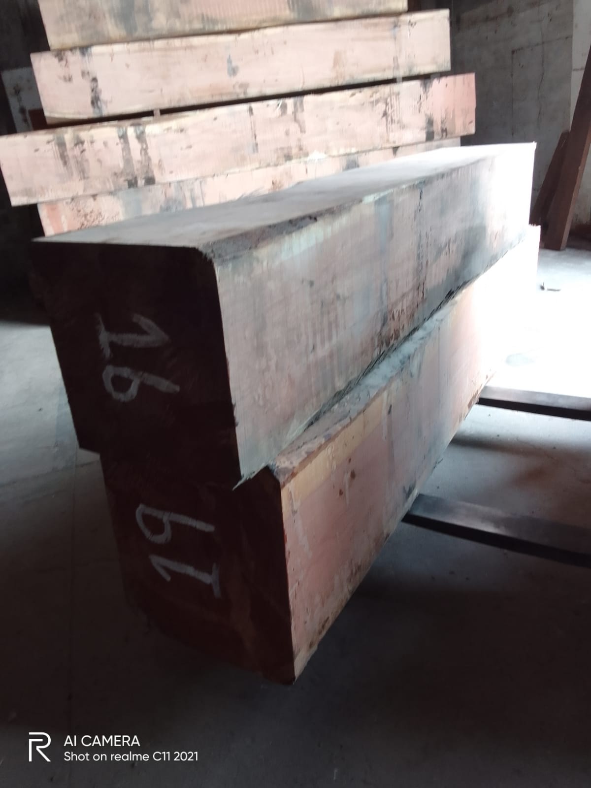 Sirari squared timber marked and ready for export inspection