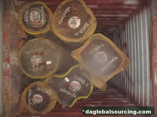 Padouk logs from Congo — goods a Vietnam buyer wants